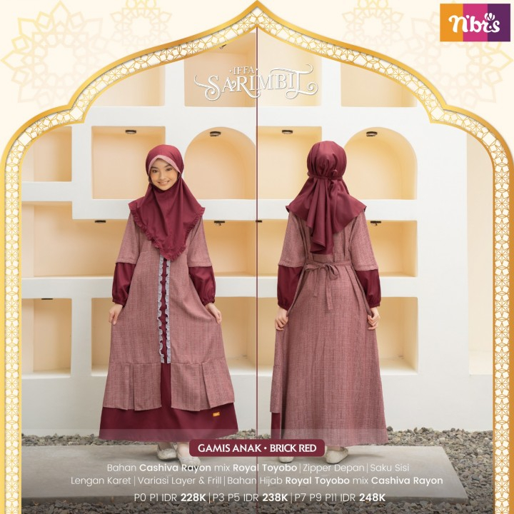 BISA COD - NIBRAS SARIMBIT IFFA BRICK RED TERBARU FASHION MUSLIM SARIMBIT COUPLE