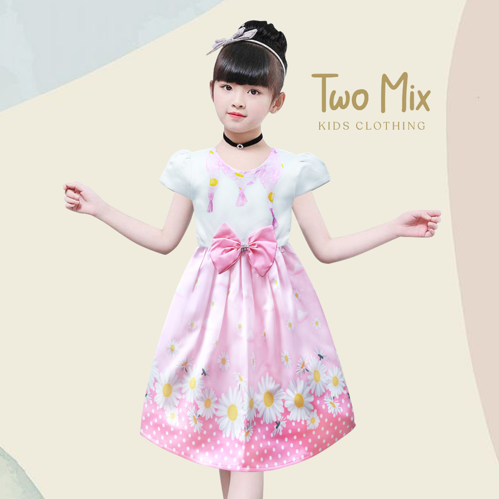 Two Mix - Baju Dress Pesta Anak Perempuan Satin  1-12 Tahun Y882