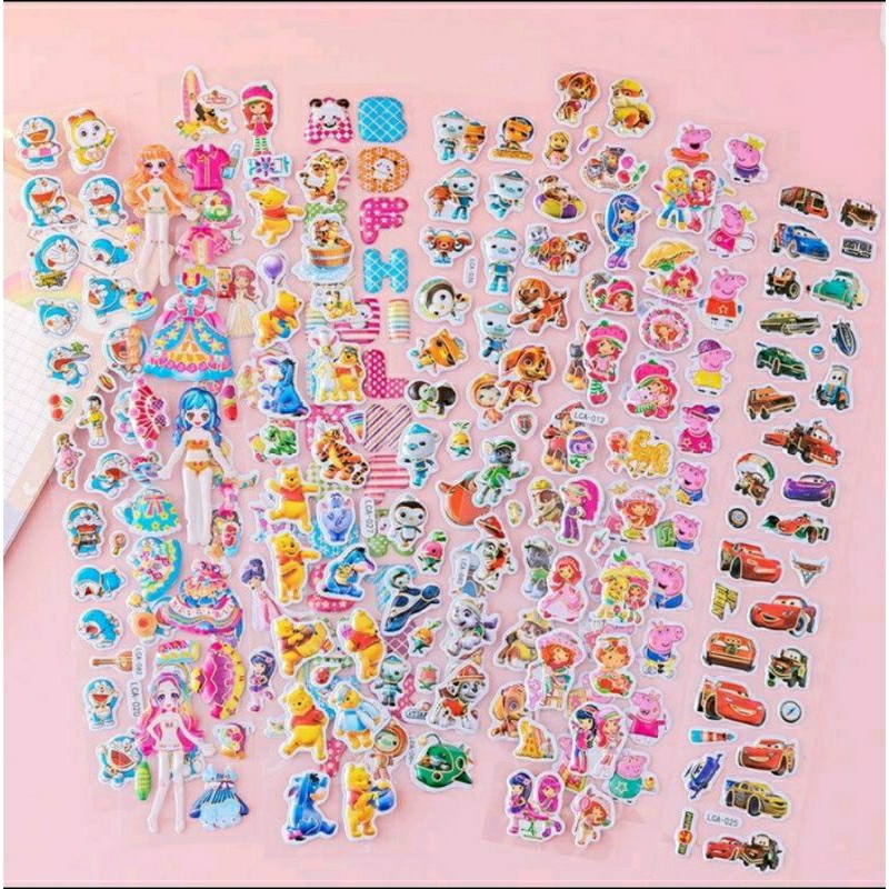

20 PCS STIKER PANJANG TIMBUL / STICKER EMBOSS KARTUN MIX CEWEK COWOK