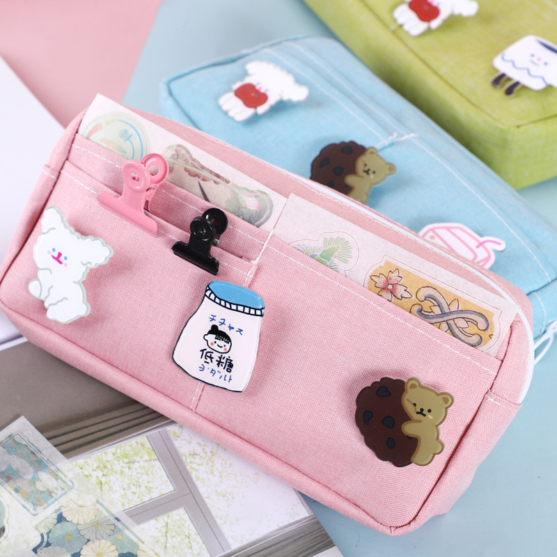 

Large Capacity Pen Bag Kawaii Clips Pencil Case Korean Pouch for Girls Organizer School Supplies Office Accessories Stationery