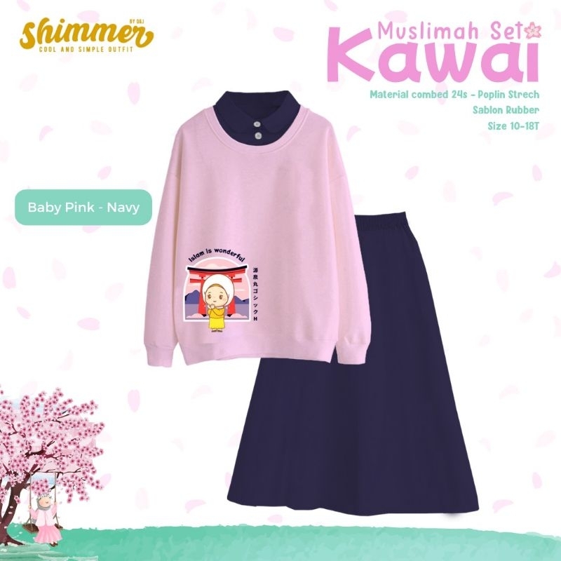 Muslimah Set Kawaii Setelan Rok Sweater 10-18 T