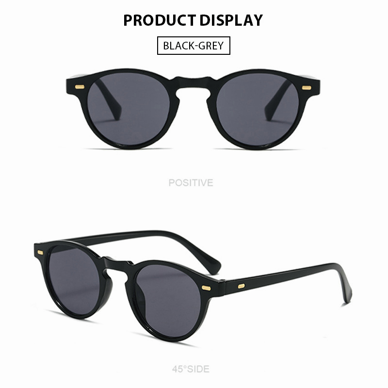 Kacamata Hitam Retro Gaya Wanita Dan Pria Bulat Kecil Vintage Punk Sunglasses Kualitas Tinggi