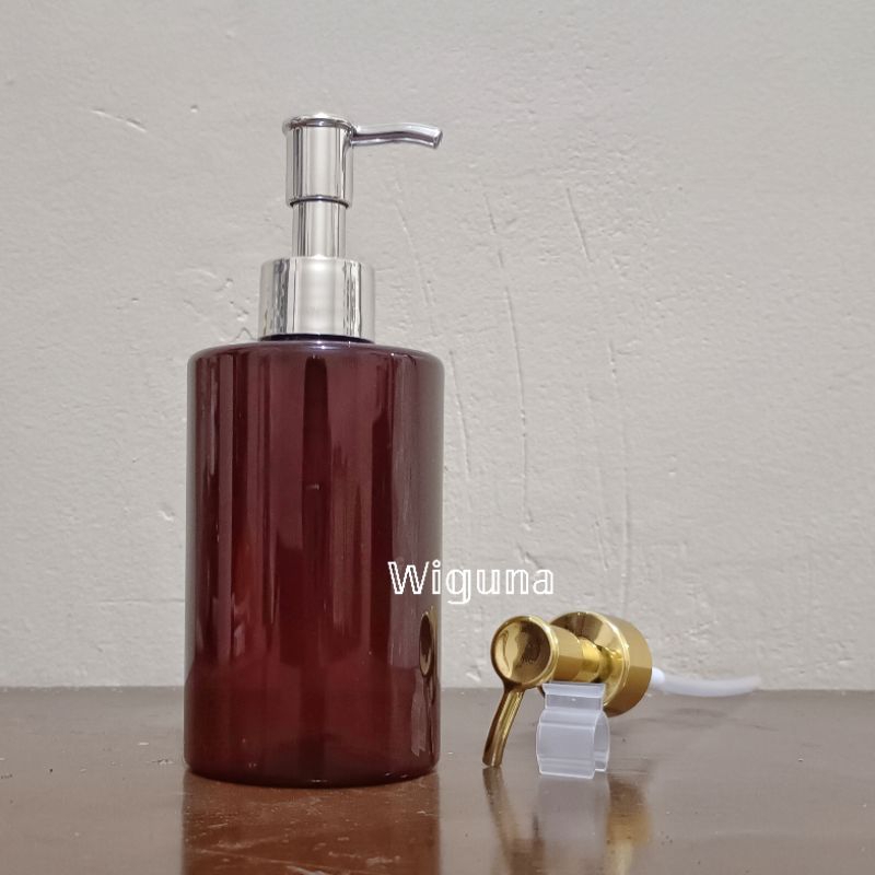 Botol Pump 250ml Amber / Botol PET 250ml Coklat Tutup Pump Luxury Clip Oil / Botol Handshop 250m Coklat