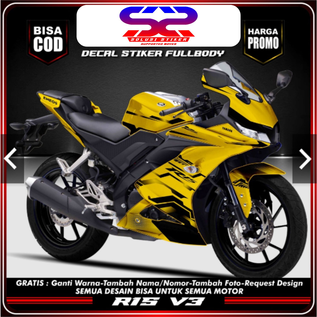 Decal Stiker Fullbody R15 V3 - Motif/Kuning Stiker R15 V3 FullBody Variasi Motor