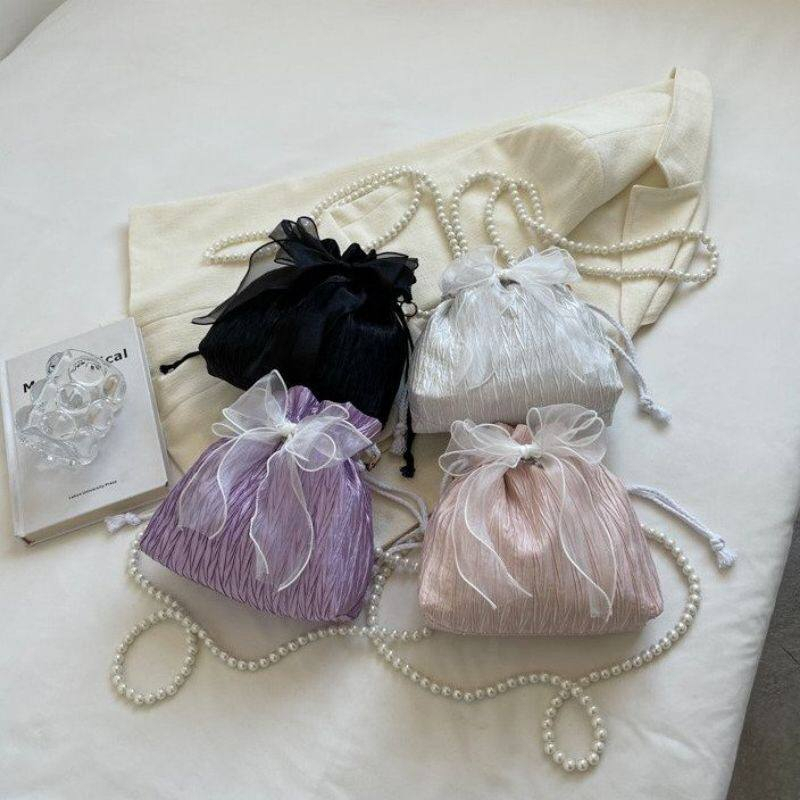 TAS SERUT PITA KOREA / TAS SERUT MUTIARA PITA / TAS SERUT SELEMPANG MUTIARA ESTETIK ALA KOREA VIRAL 