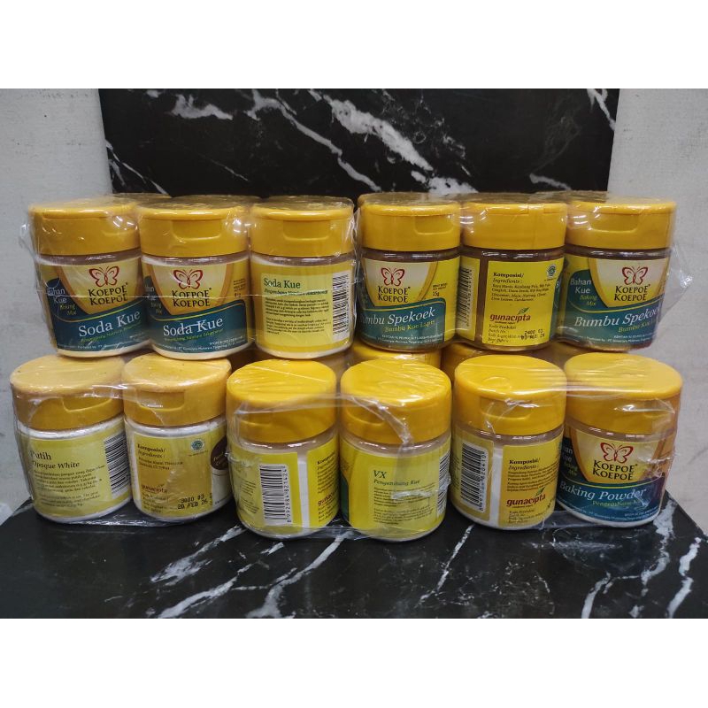 

KOEPOE/KUPU/SODA KUE/BAKING POWDER/VX/SPEKUK/OPAQUE PUTIH PER PAK