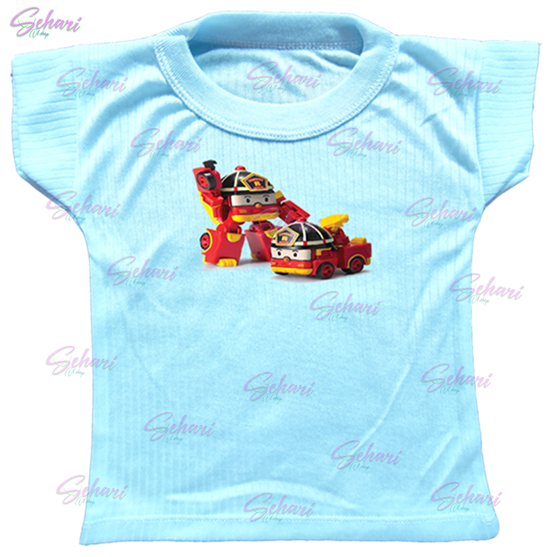 6 pcs kaos oblong bayi 6-12 bulan dengan motif mobil