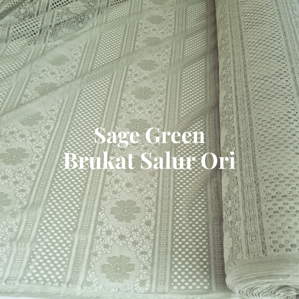 0,5m bahan kain brukat lace kebaya malika hijau sage green salur raya star rimba chantili soulmate