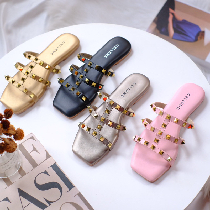 CELLENE Studs Sandal / flat sandal teplek wanita
