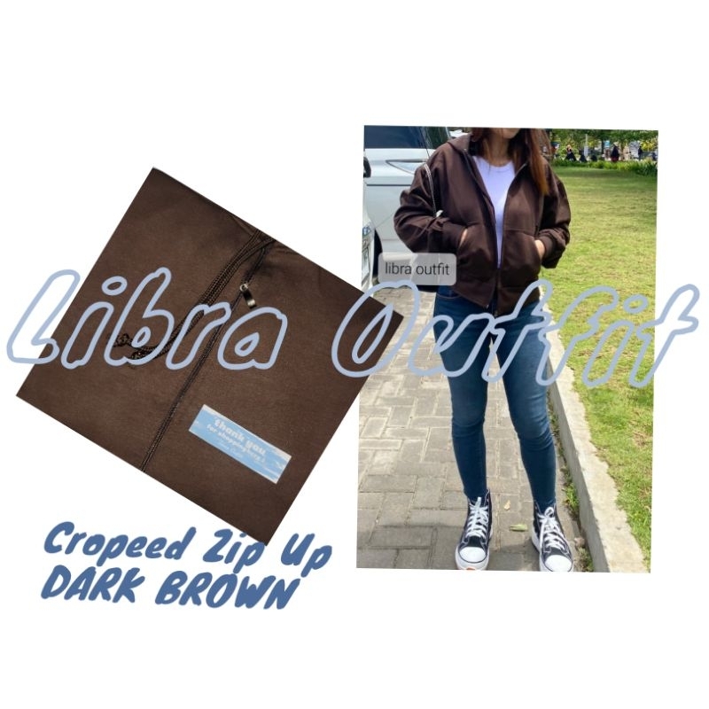 Crop Zip Up Hodie Jaket Wanita Crope Beige by Libra