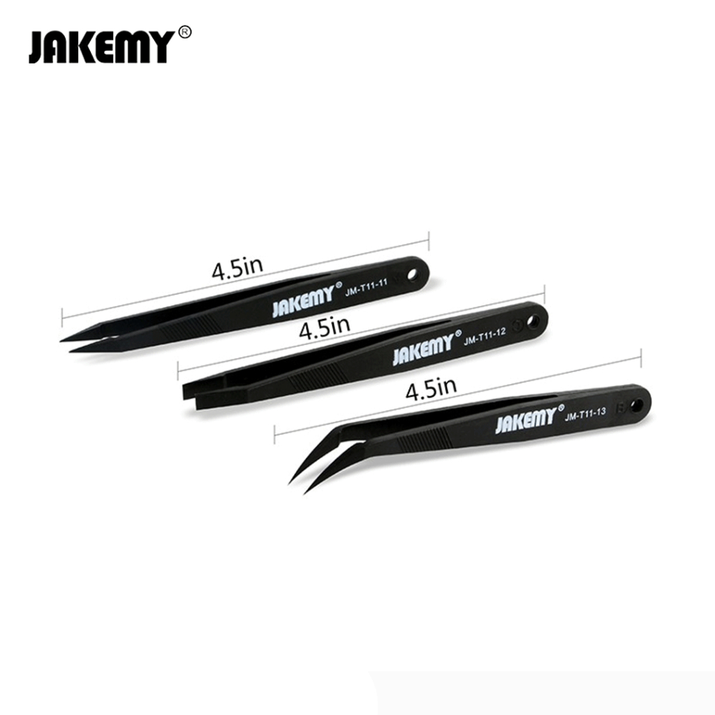 Jakemy JM-T11 3 in 1 Professional Anti-static Pinset Tweezers Kit Repair Tool