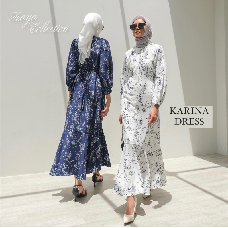 KARINA PATTERN LONGDRESS PUFFY SLEEVES HIJAB FRIENDLY - BAJU MUSLIM - GAMIS WANITA ELEGANT - PRINT DRESS KONDANGAN FORMAL KOREA - DRESS PESTA - MAXI DRESS - BRIDESMAID DRESS - HADIAH / KADO ULTAH CEWEK