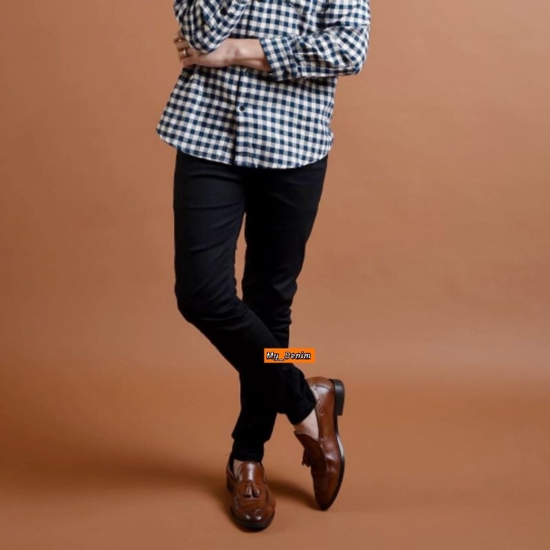 CELANA JEANS HITAM PENSIL SLIMFIT SKINNY PRIA PREMIUM