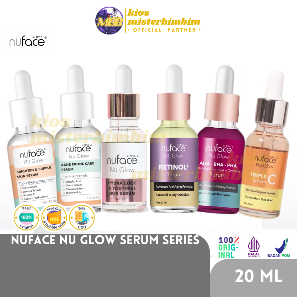 Nuface Nu Glow Serum Series 20ML / Perawatan Wajah Normal Berjerawat Mencerahkan Acne Prone Anti Aging Vitamin C AHA BHA PHA