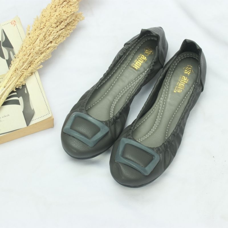 Sepatu Flatshoes Wanita Flat Shoes Sol Karet Roll AN09