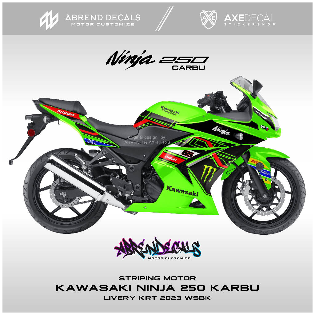 Striping Ninja Karbu Livery KRT 2023 WSBK Racing / Stiker Motor Kawasaki Ninja 250 Carbu Design Cust