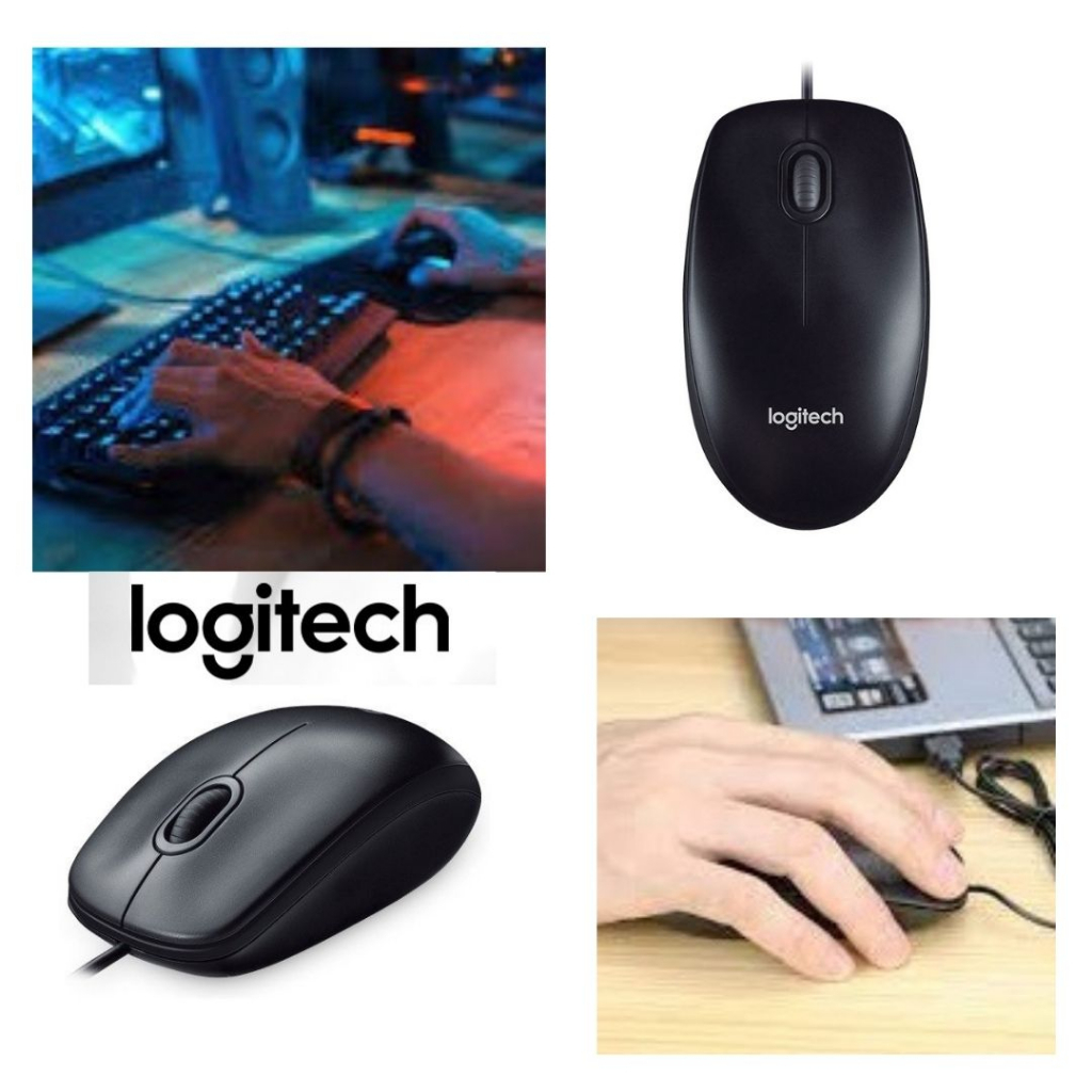 Logitech Wired Optical Mouse Kabel USB Komputer Laptop Kuat Tahan Lama