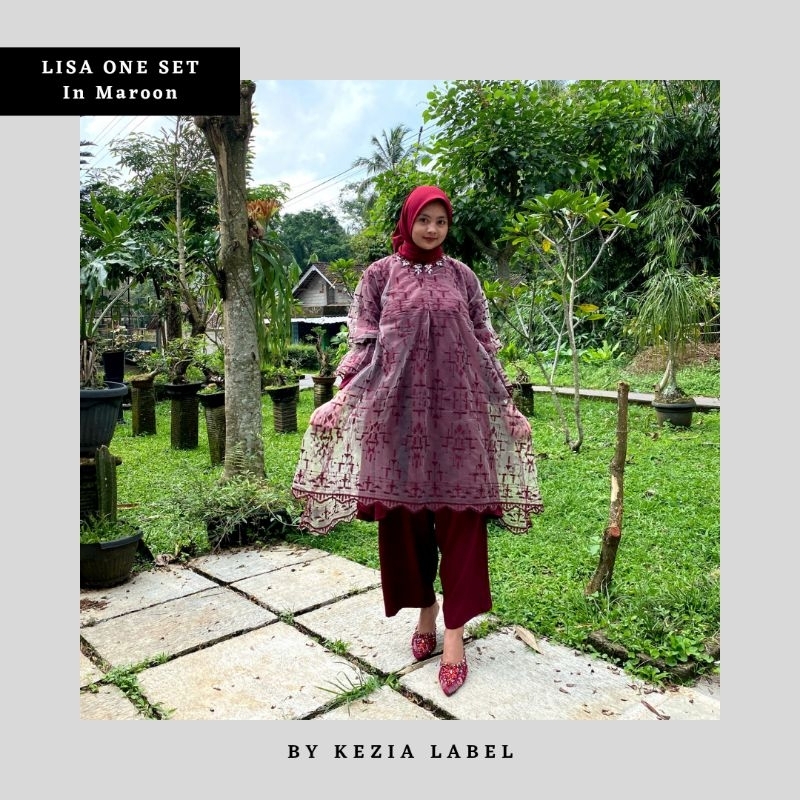 LISA ONE SET II | Setelan Hijab | Setelan Panjang Muslimah | Setelan Muslimah | Tunik Celana | Setel