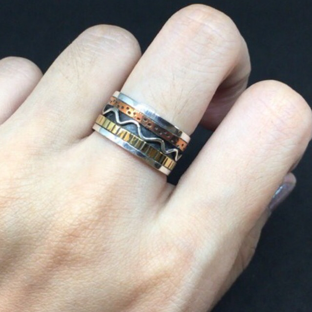 Cincin Perak Silver 925 Asli Pria Wanita Anti Karat Ukir Gelombang