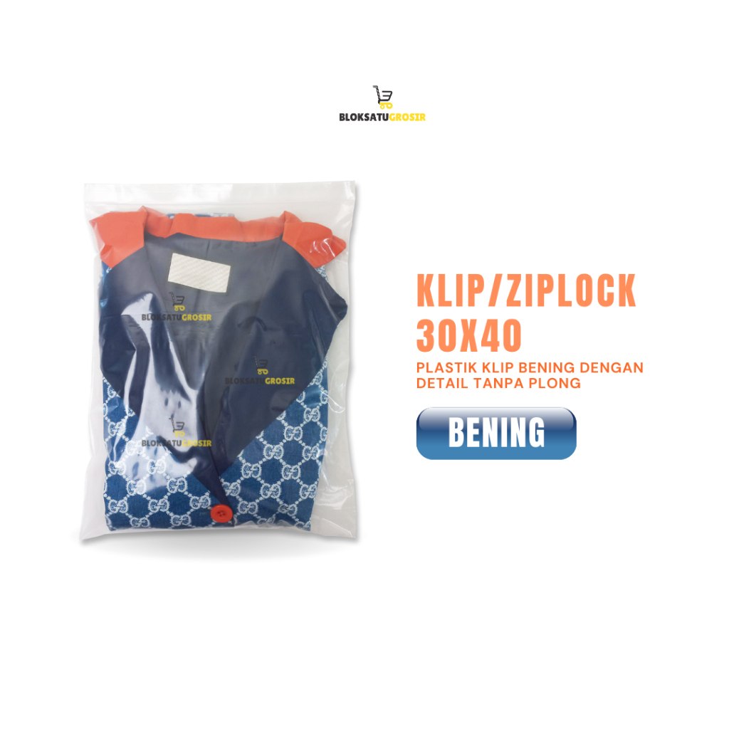 plastik klip | ziplock pouch | pouch ziplock | plastik ziplock baju - Ziplock bening 30x40 isi 10 le