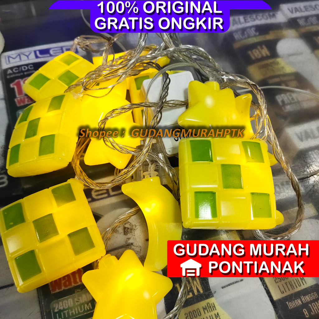 Lampu Seri Ketupat Juntai Bintang Bulan Ketupat