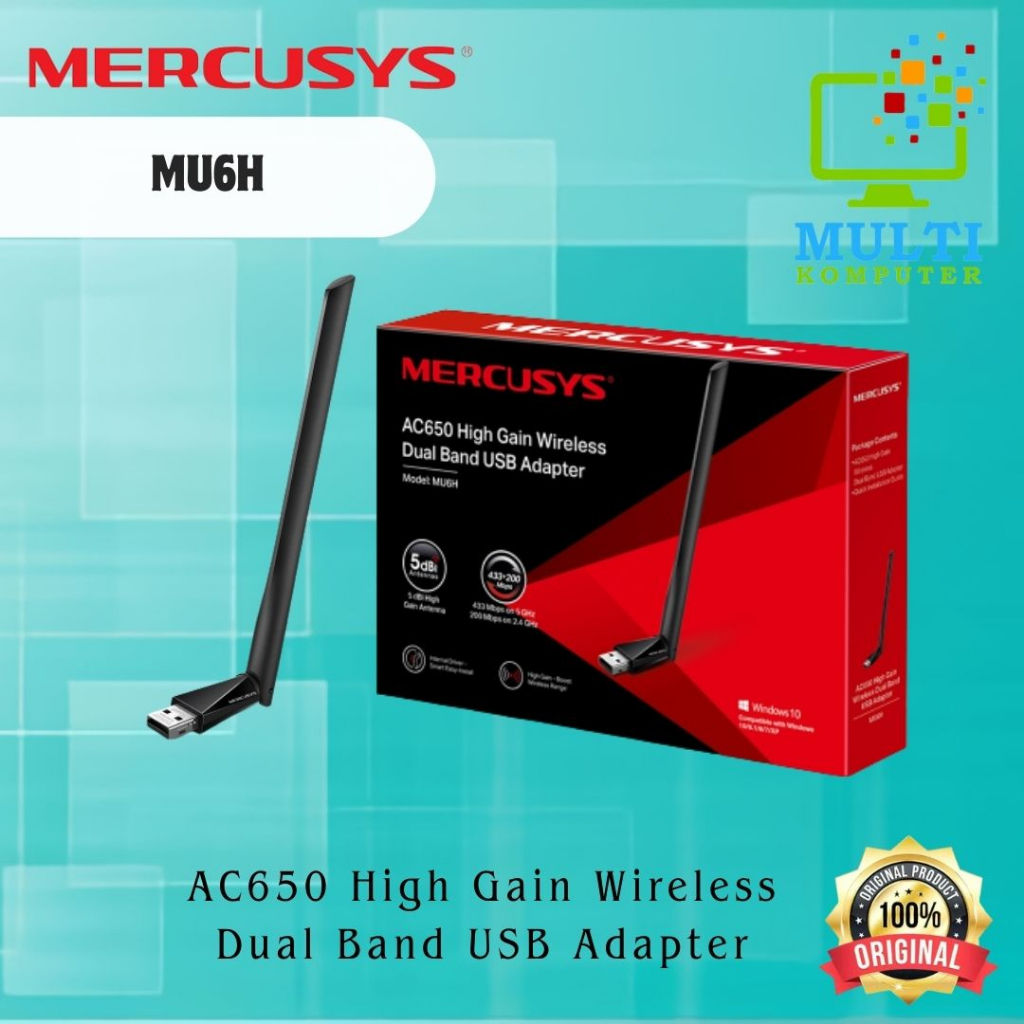 Mercusys MU6H AC650 High Gain Wireless Dual Band USB Adapter