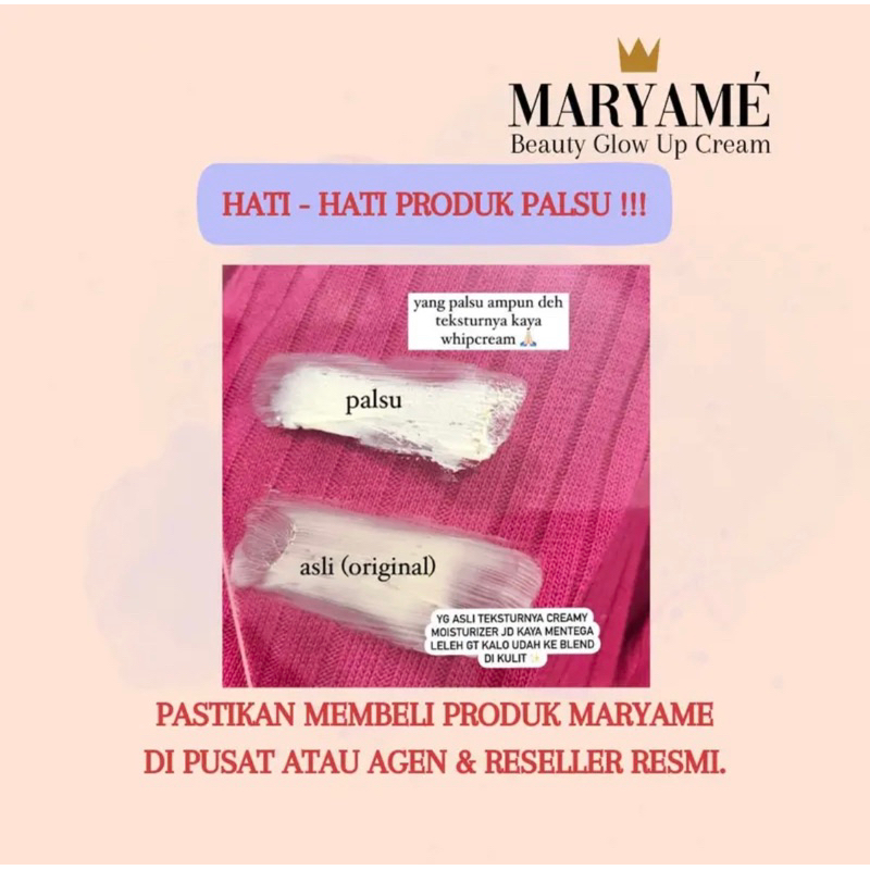 【ORIGINAL】 MARYAME BEAUTY - Glow Up Cream Maryame Beautee Moisturizer Serum Pemutih Pencerah Pelembab Glowing Anti Aging UV Penghilang Flek Hitam Sunscreen Foundation Wajah Ampuh Original Viral BPOM