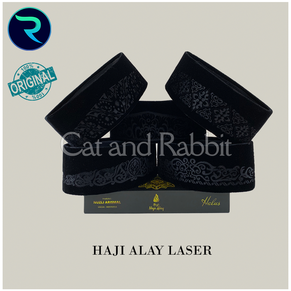 Songkok Peci HAJI ALAY LASER AC Tinggi 9 10 Premium Peci Hitam Motif Batik Nasional AC Kopeah Beludr
