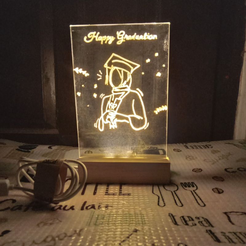 Akrilik Custom LED Kado Lampu Hias Custom Gift Langsung Kirim