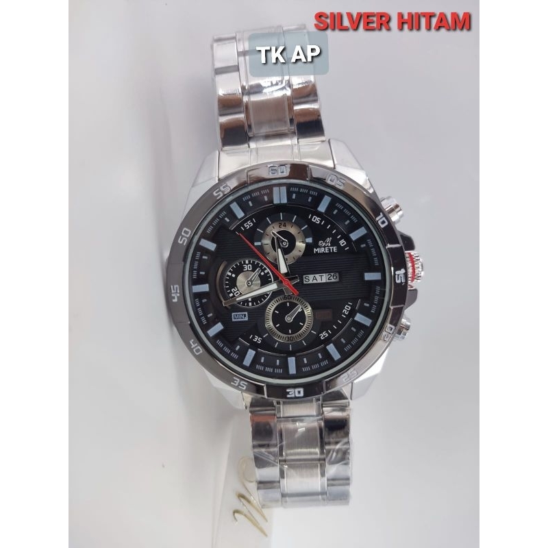 JAM TANGAN MIRETE original rantai cowok silver tgl & hari aktif