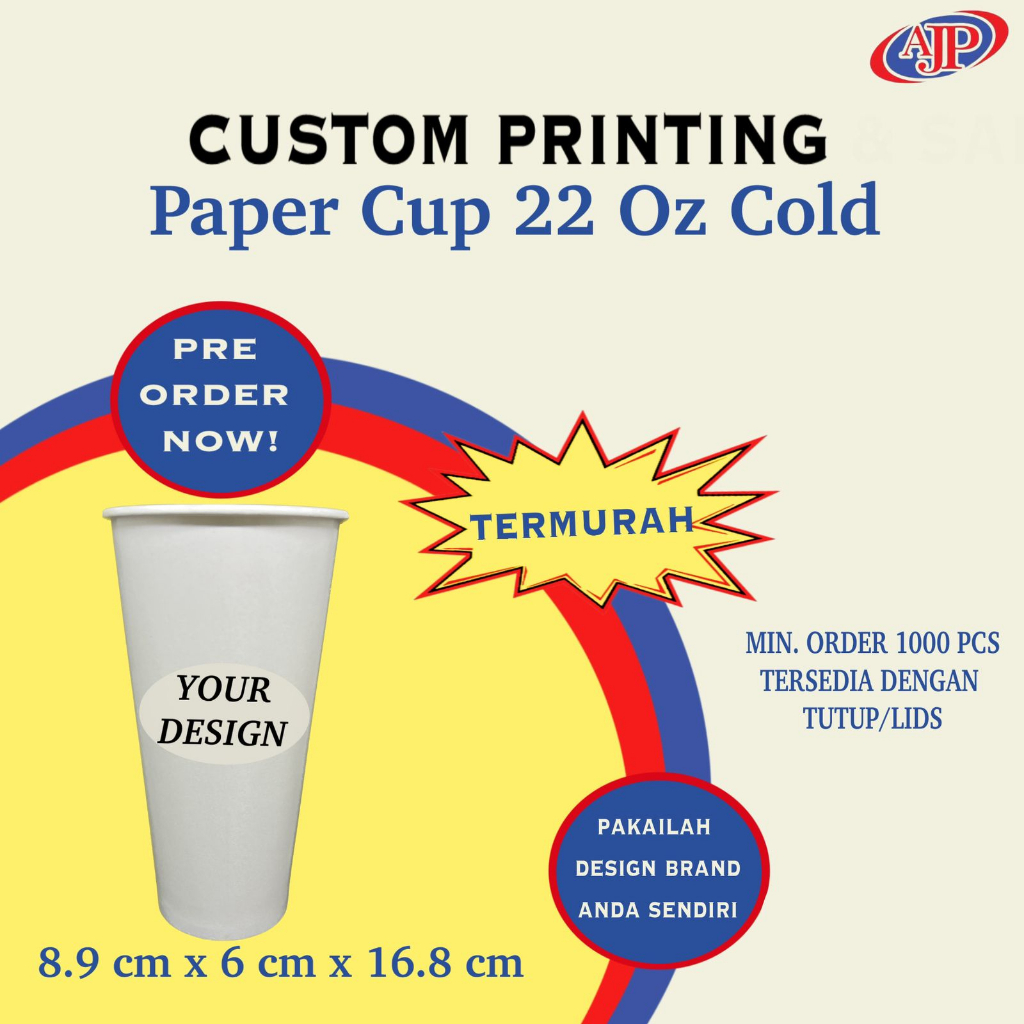 Custom Printing Paper Cup 22 Oz Cold