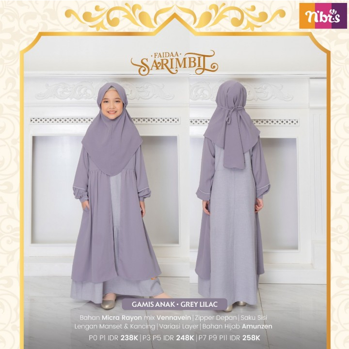 GAMIS ANAK SARIMBIT NIBRAS FAIDAA GREY LILAC GAMIS ANAK GAMIS TERBARU GAMIS ANAK 2023 GAMIS ANAK PREMIUM GAMIS ANAK TERBARU