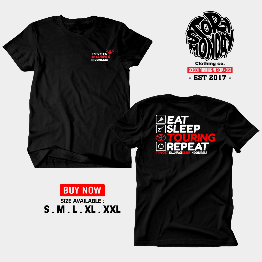 Kaos Baju Sablon Komunitas Club Mobil TOYOTA KIJANG Indonesia katun Combed 30s Lengan Pendek Ukuran 