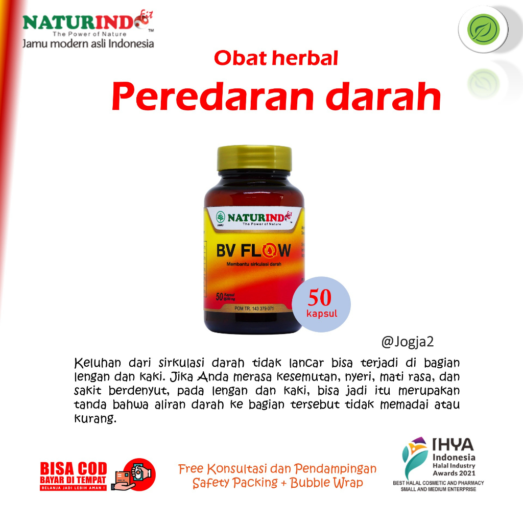 BV Flow Obat Herbal Peredaran Darah Lancar Penyumbatan Kebas Kesemutan BV Flow Naturindo