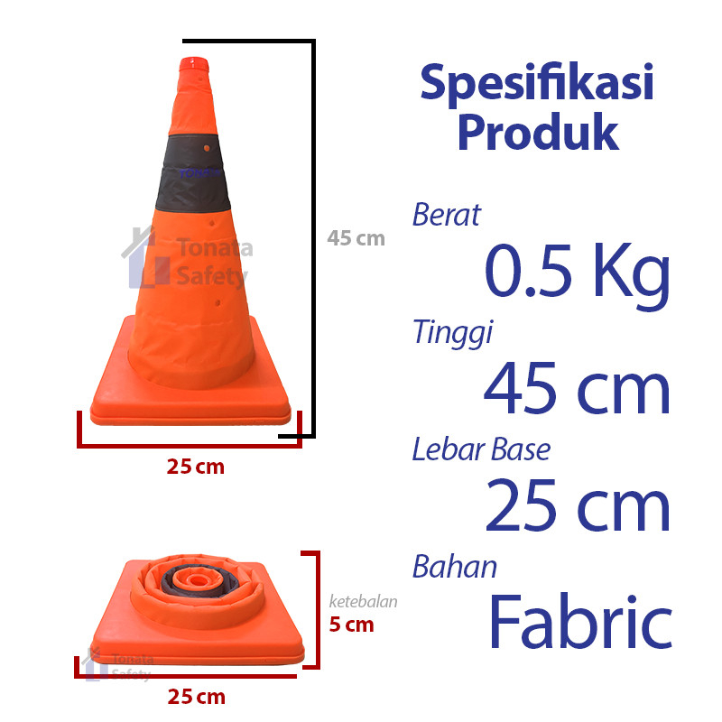 Foldable Traffic Cone Emergency 45 cm / Kerucut Lalu Lintas Lipat