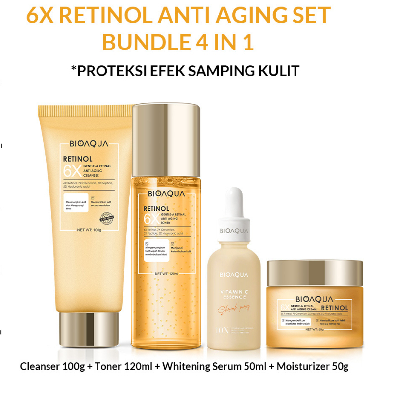 [LB] BIOAQUA 6X RETINOL GENTLE -A RETINAL ANTI AGING TONER - CLEANSER FACIAL WASH - CREAM - SERUM ANTI AGING RETINOL BIOAQUA