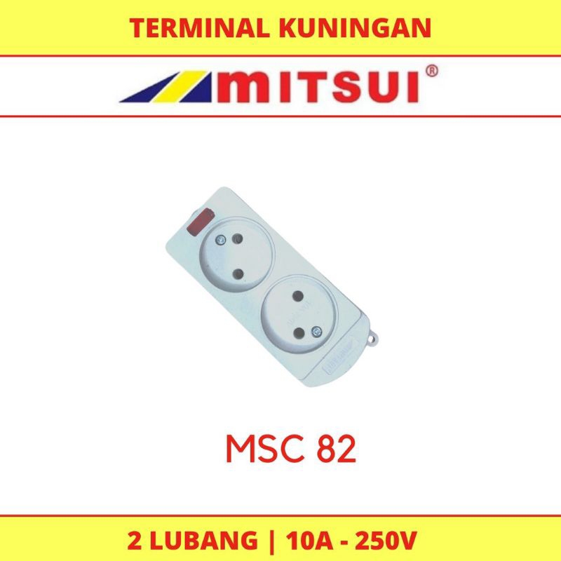 Stop Kontak Gepeng Mitsui MSC 082 / Stop Kontak Gepeng Mitsui 2 Lubang Terminal kuningan / terminal 