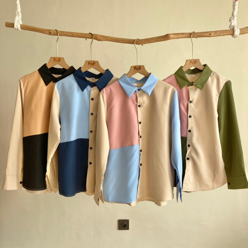 Cessy Colour Shirt / Baju Atasan Kemeja Import