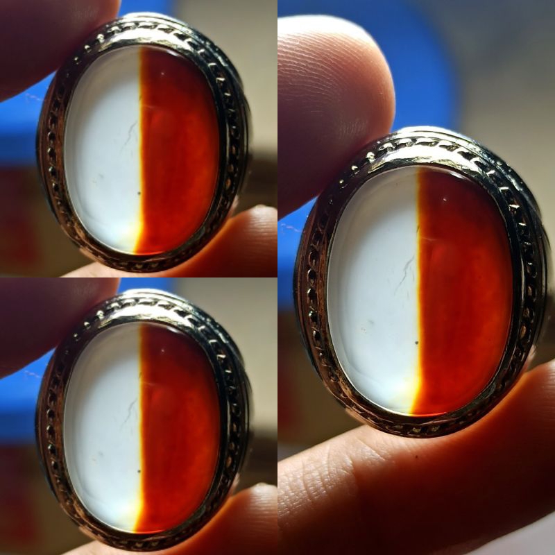 batu cincin merah putih natural