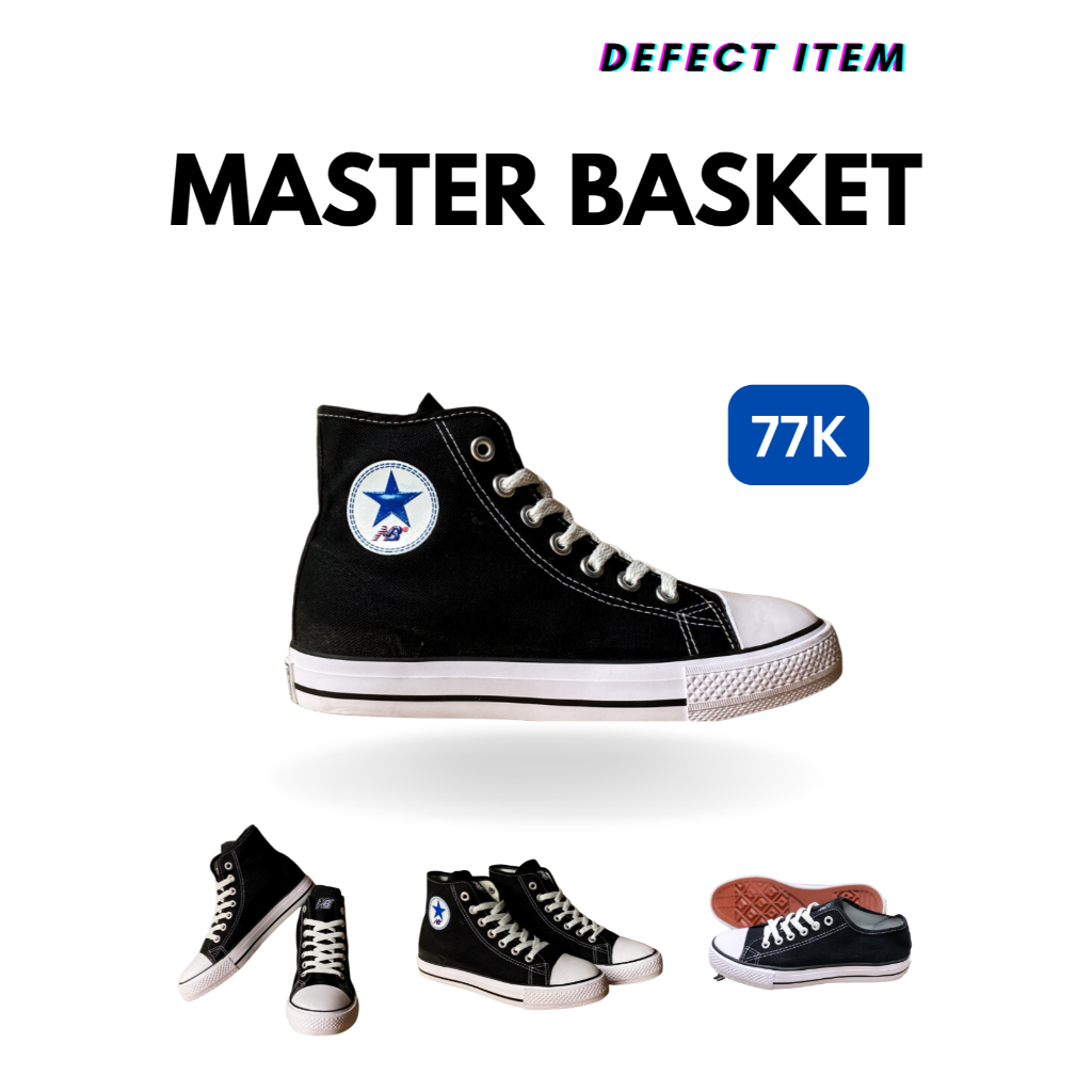 Sepatu Warrior Master Basket MB Sepatu Sekolah Anak Hitam Putih Tinggi Pendek
