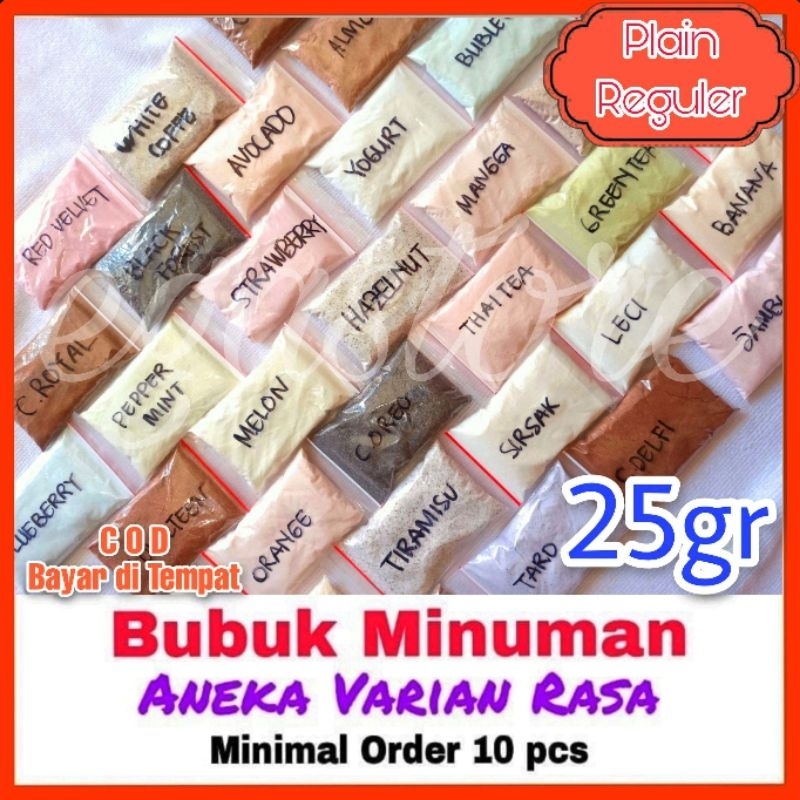 Bubuk Minuman Rasa Boba dan Teh Aneka Rasa PLAIN 25gr