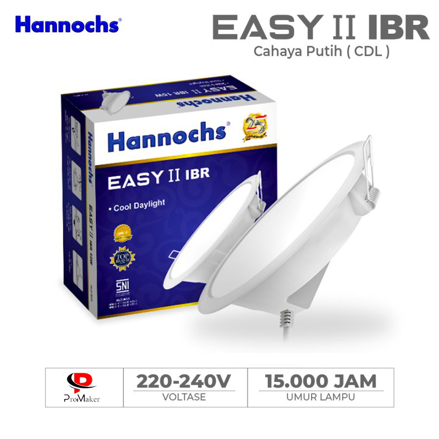 Lampu Hannochs Downlight Led 3w 5w 7w 9w 12w 15w 20w Easy II IBR Putih Original