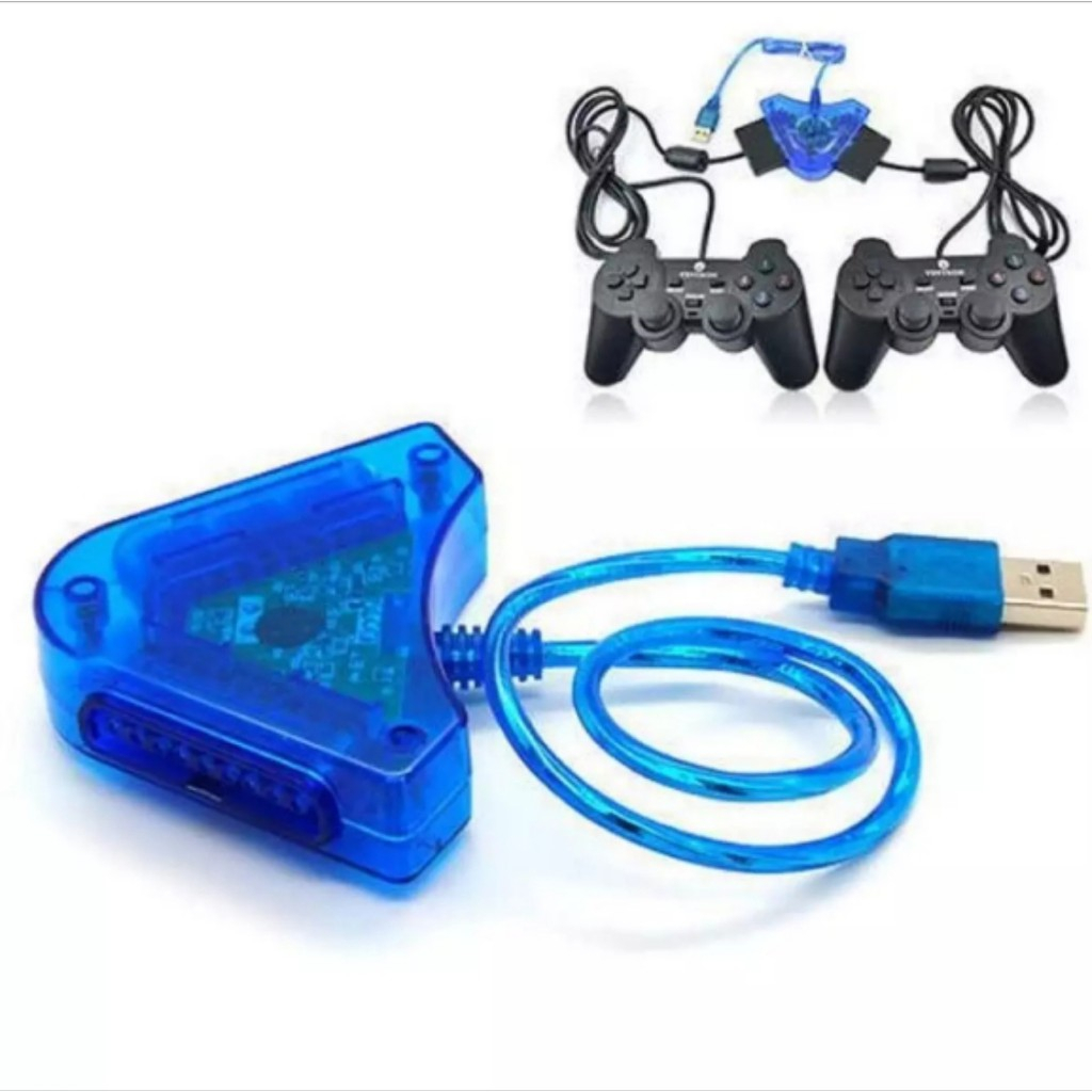 DYNAMIC-TERLARIS Converter Konverter Stik Stick PS2 Kabel Biru Cabang 2/Double