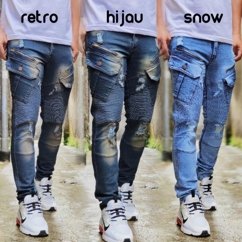 CELANA JEANS PRIA CARGO BIKER