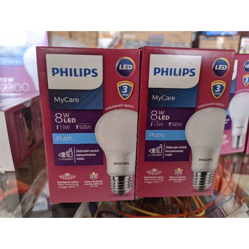 Lampu philips led 8 Watt nyala putih