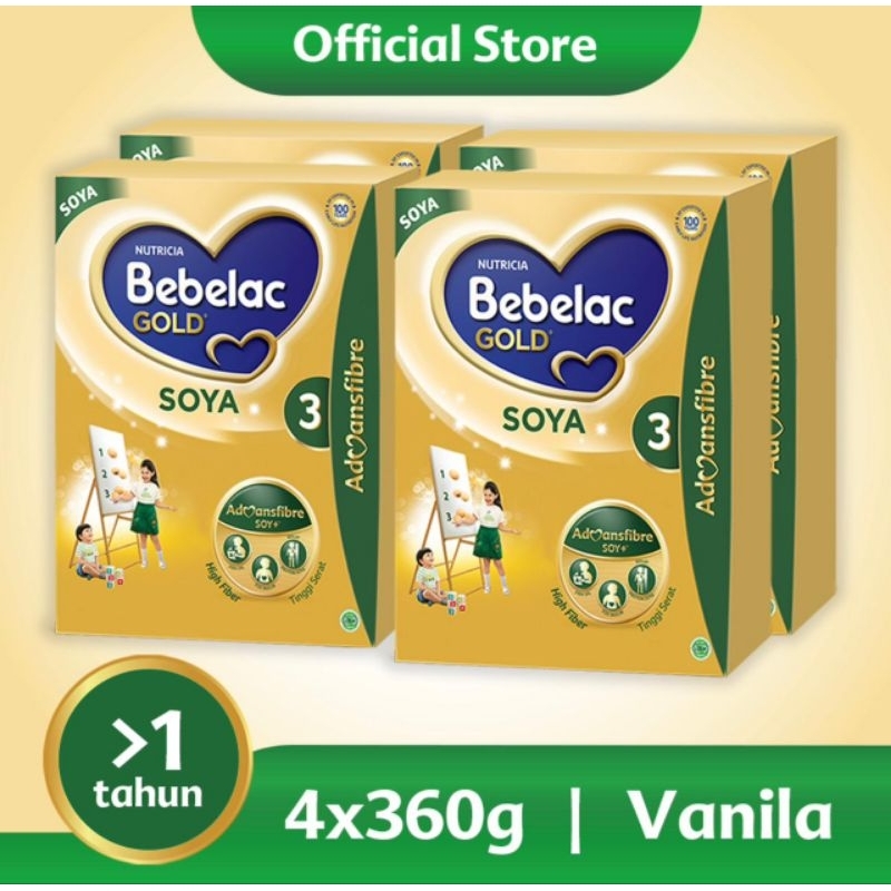 Bebelac Gold Soya 3 Vanila Formula Soya Bubuk 360 gr x 4
