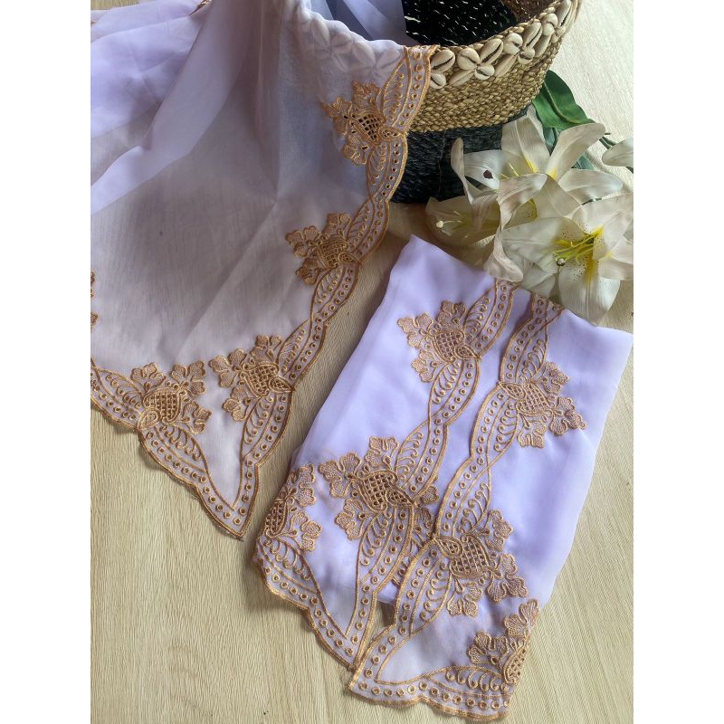 Bahan kebaya bordir || kain bordir || bordir motif candi dan mawar