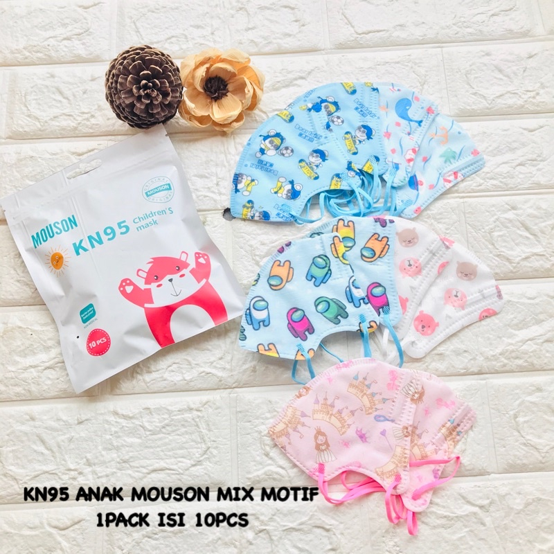 Masker Kn95 Mouson Anak Kids Mix Motif 5 Ply  Isi 10 pcs per pack