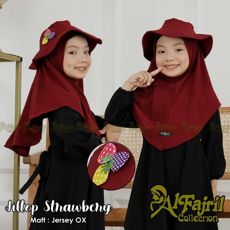 ZARELLMOUSLEM-JILBAB TOPI/JILBAB ANAK/JILBAB TOPI ANAK STRAWBERY