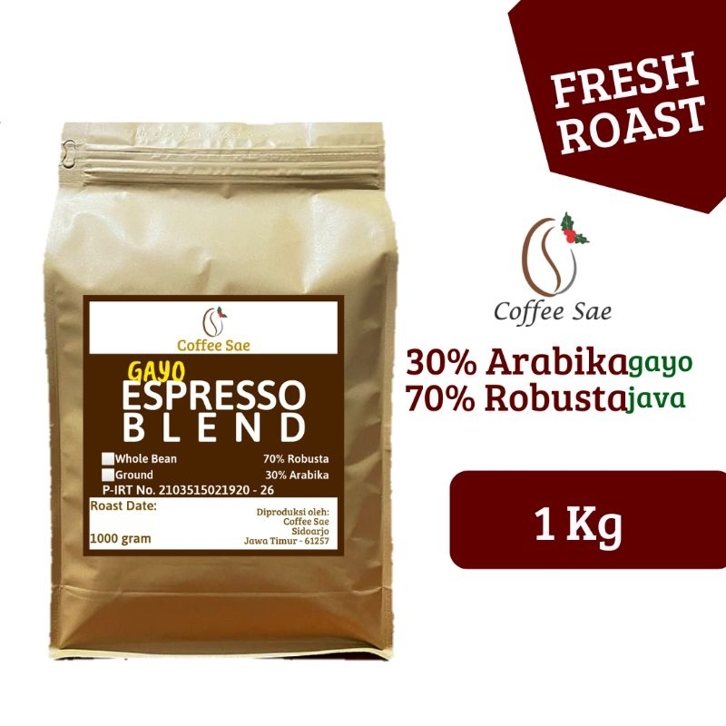 

KOPI GAYO ESPRESSO BLEND 1 kg BIJI atau Bubuk - Robusta Arabika 70:30